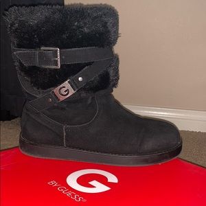 G by Guess Black Faux Fur Boots